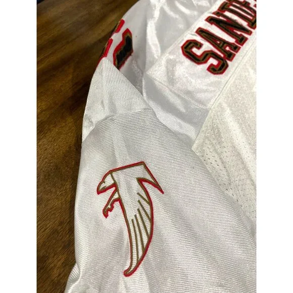 Mitchell & Ness NFL Atlanta Falcons Throwback Deion Sanders Jersey White #21 Siz - Picture 5 of 5